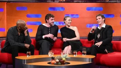 BBC Saoirse Ronan with Denzel Washington, Paul Mescal and Eddie Redmayne on The Graham Norton show


