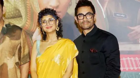 Getty Images Kiran Rao and Aamir Khan attend the screening of film 'Laapataa Ladies' on February 27, 2024