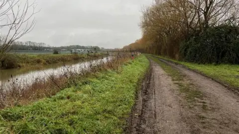 A picture of the muddy path adjacent to the River Mole