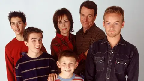 Fox Malcolm in the Middle characters from left to right: Reese (Justin Berfield), Malcolm (Frankie Muniz), Dewey (Erik Per Sullivan), mom Lois (Jane Kaczmarek), dad Hal (Bryan Cranston) and Francis (Christopher Kennedy Masterson)