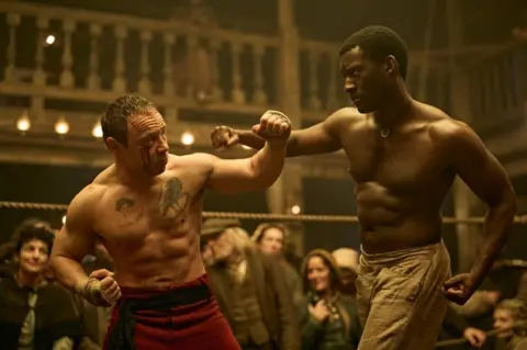 Disney+ Stephen Graham and Malachi Kirby in boxing action in the new drama, A Thousand Blows.