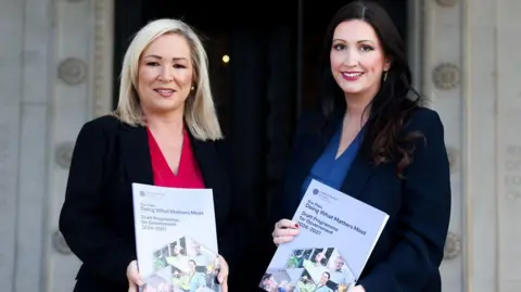NI Executive Michelle O'Neill (left) and Emma Little-Pengelly head up Northern Ireland's Executive