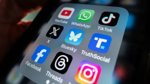 Getty Images Social media apps on an Apple iPhone.