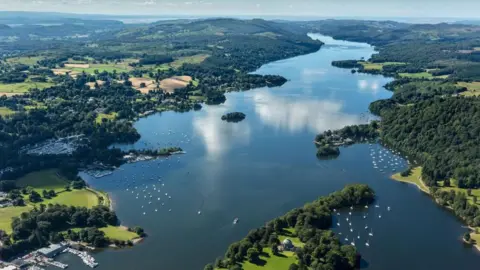 Reuters An aerial view of Windermere, a huge lake lined with trees