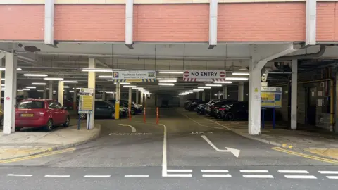 Entrance to Feethams Leisure car park in Darlington