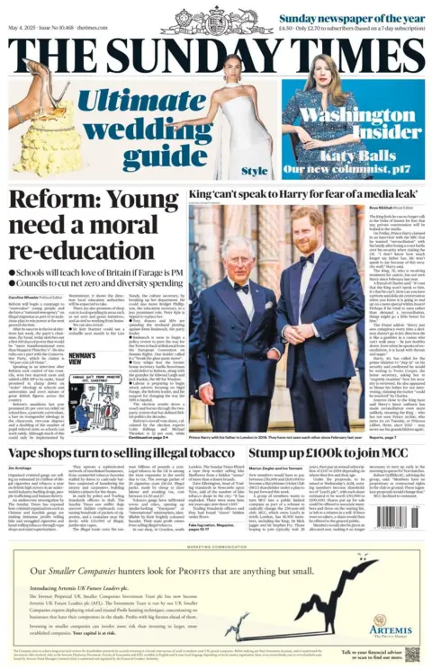 The headline in the Sunday Times reads: Reform: Young need a moral re-education