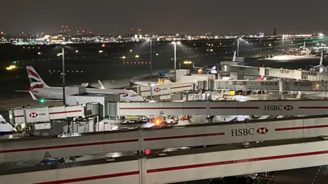 PA Media Planes lined up at Terminal Five