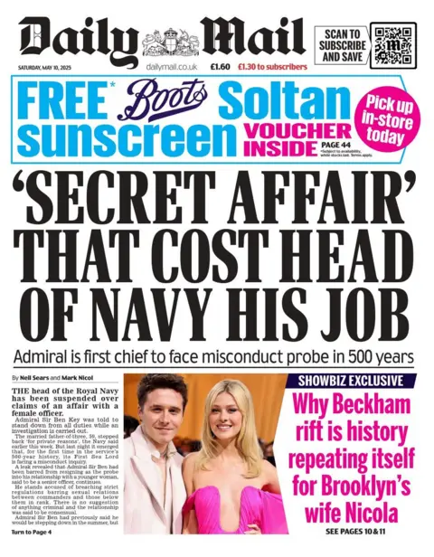 Daily Mail front page on Saturday 10 May 2025
