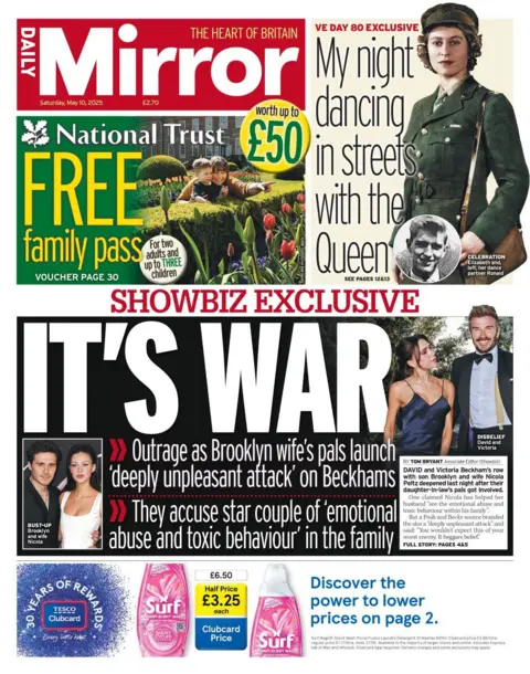 Daily Mirror front page on Saturday 10 May 2025