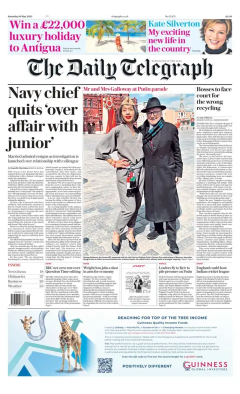 Daily Telegraph front page on Saturday 10 May 2025