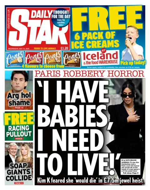 The headline on the front page of the Daily Star reads: "'I have babies, I need to live!'"