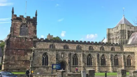 BBC An exterior view of Bangor Cathedral