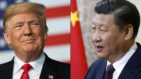 Getty Images A split image with a close-up of Donald Trump on the left and Xi Jinping on the right