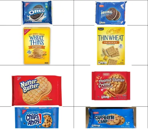 Mondelēz lawsuit A side-by-side picture of Mondelēz snacks and Aldi snacks