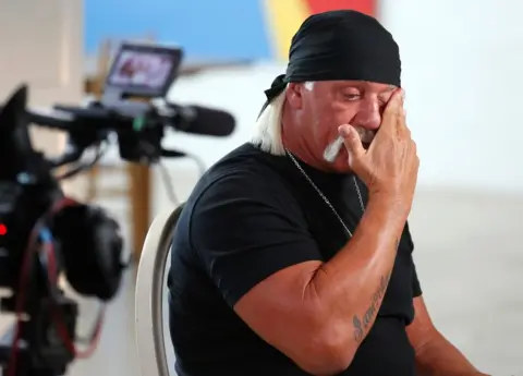 Getty Images Hulk wiping away a tear during an interview with ABC's Good Morning America in 2015