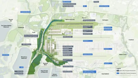 Arora Group A map of the Arora Group's proposals for expanding Heathrow Airport