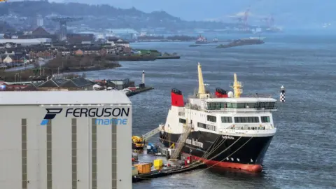 Getty Images CalMac's Glen Rosa ferry is berthed alongside the Ferguson yard on the River Clyde