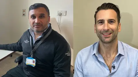 Jaison Patel, left, and Nick Aresti, right, both smiling at the camera in a composite image