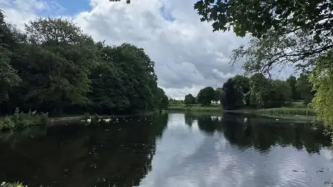 Dan Bater/BBC A lake with trees around it.