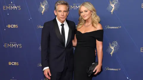 Getty Images Ben Stiller and Christine Taylor attend the 77th Primetime Emmy Awards at Peacock Theater on September 14, 2025 in Los Angeles, California