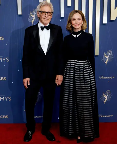 Getty Images Harrison Ford and Calista Flockhart attend the 77th Primetime Emmy Awards at Peacock Theater on September 14, 2025 in Los Angeles, California
