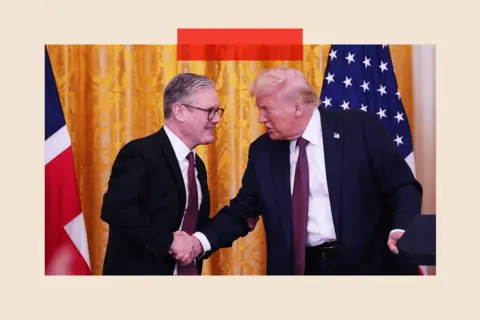 Carl Court - Pool/Getty Images UK Prime Minister Keir Starmer and US President Donald Trump shake hands at a joint press conference in the East Room at the White House on February 27, 2025 in Washington, DC