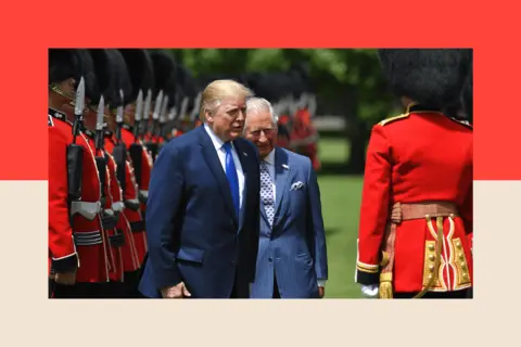 Mandel Ngan/AFP via Getty Images US President Donald Trump and the then Prince Charles during a welcome ceremony at Buckingham Palace in central London on June 3, 2019
