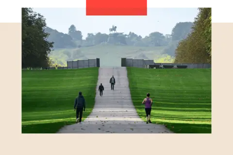 Leon Neal/Getty Images A large "ring of steel" security fence surrounds sections of the Long Walk in Windsor