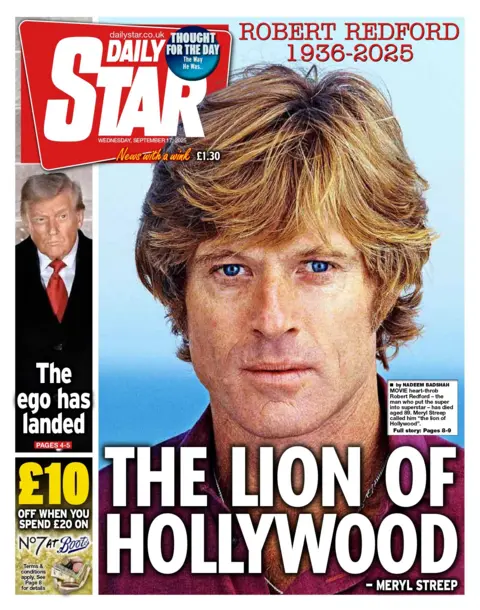 "The Lion of Hollywood" reads the headline on the front page of the Daily Star.