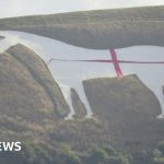 Westbury White Horse checked for any England flag damage