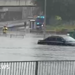 Flooding hits Swansea roundabout after heavy rain across Wales