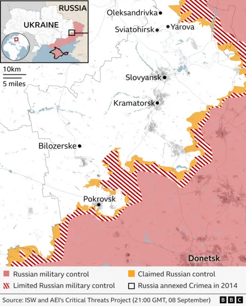 Map showing eastern Ukraine